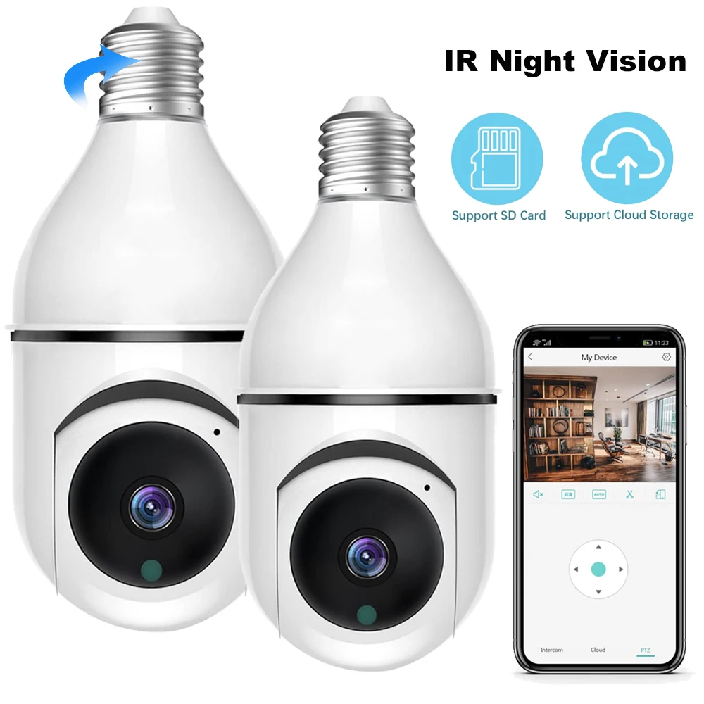 Smart E27 Bulb Camera Wifi Wireless Security Camera IR Night Vision 3MP Home Surveillance Protection Two Way Audio Motion Track