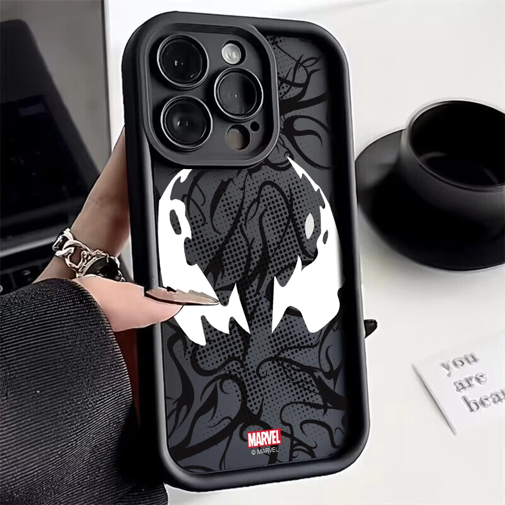 Marvel Spider-Man Venom Phone Case For Xiaomi Mi 14 11 Lite 12T POCO M6 F4 F5 X3 X4 X5 GT 5G Soft TPU Back Cover With Hand Strap