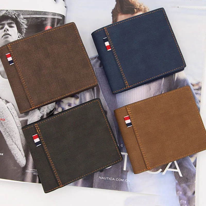 Personalized Name Custom Men Wallets Card Holder Free Name Engraved Short Purses High Quality PU Frosted Leather Men's Wallet
