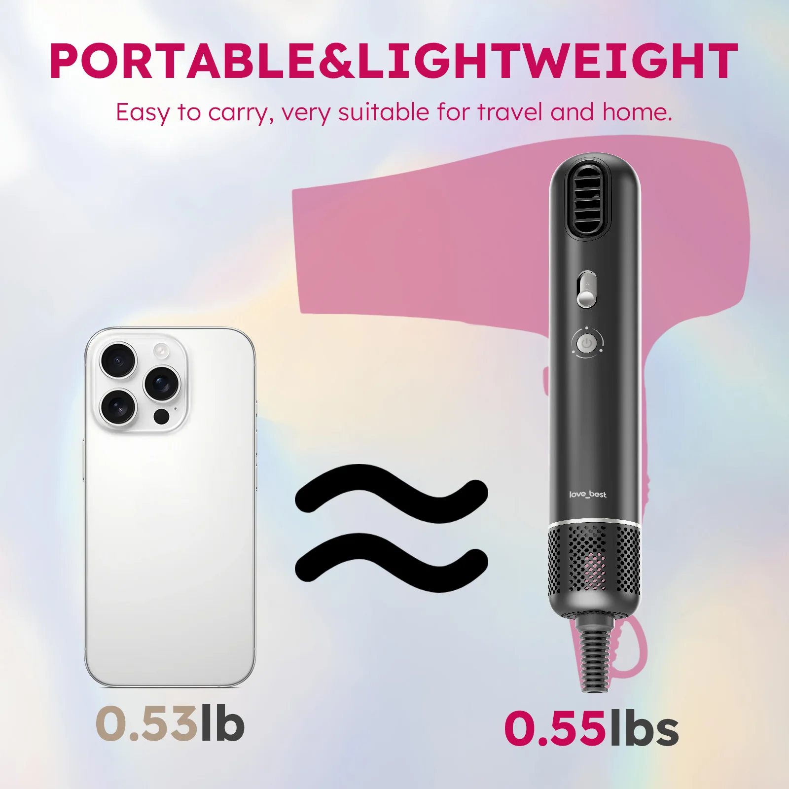 Tragbarer Reise-Haartrockner, leicht, schnell trocknend, kompakte Größe für Männer und Frauen