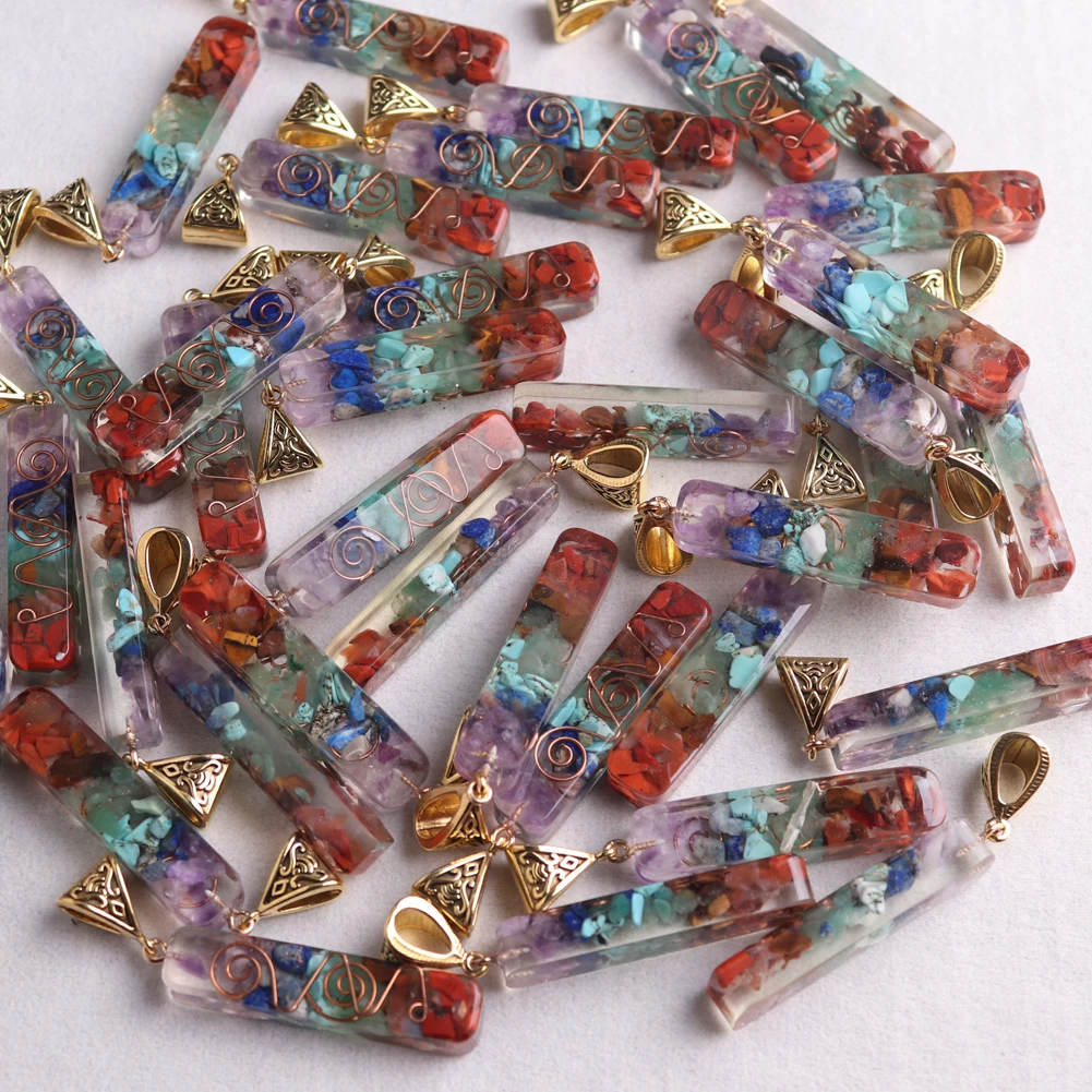 

24/50PCS High Quality Natural Stone Necklace Pendant Chakra Healing Energy Jewelry Bulk Wholesale Items For Business