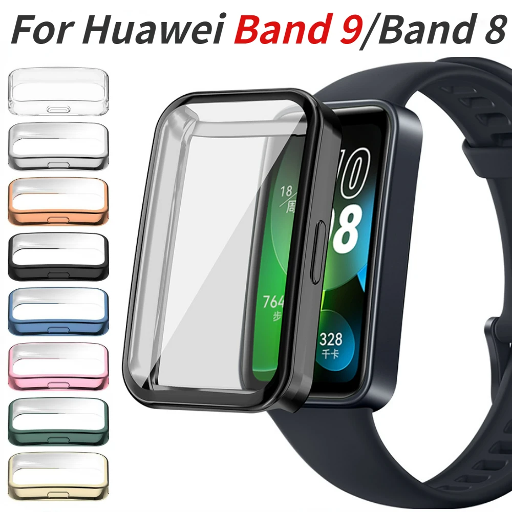 

TPU Watch Case for Huawei Band 9 Shell Frame Bumper Screen Protector Huawei Watch Band 9/Band 8 Full Clear Protective Cover