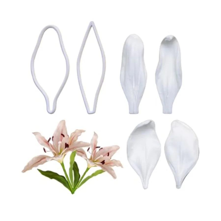 Professional Flower Fondant Mold Set, Reusable Silicone Cake Decorating Tools for Baking and Sugar Craft Lily Flower