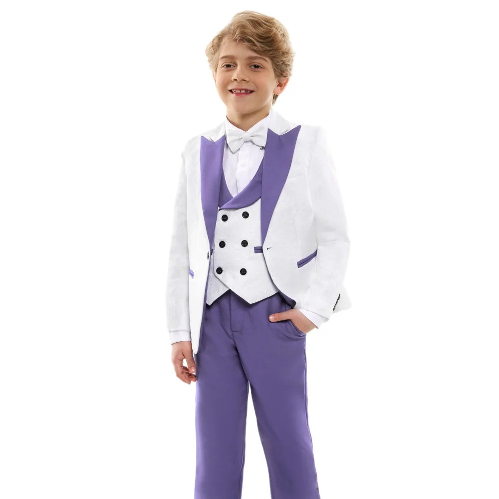 

Jacquard 3-Piece Suits for Boys Smart Stylish Boy's Tuxedo Kids Formal Outfit Blazer Vest Pants Wedding Party Suits for Children