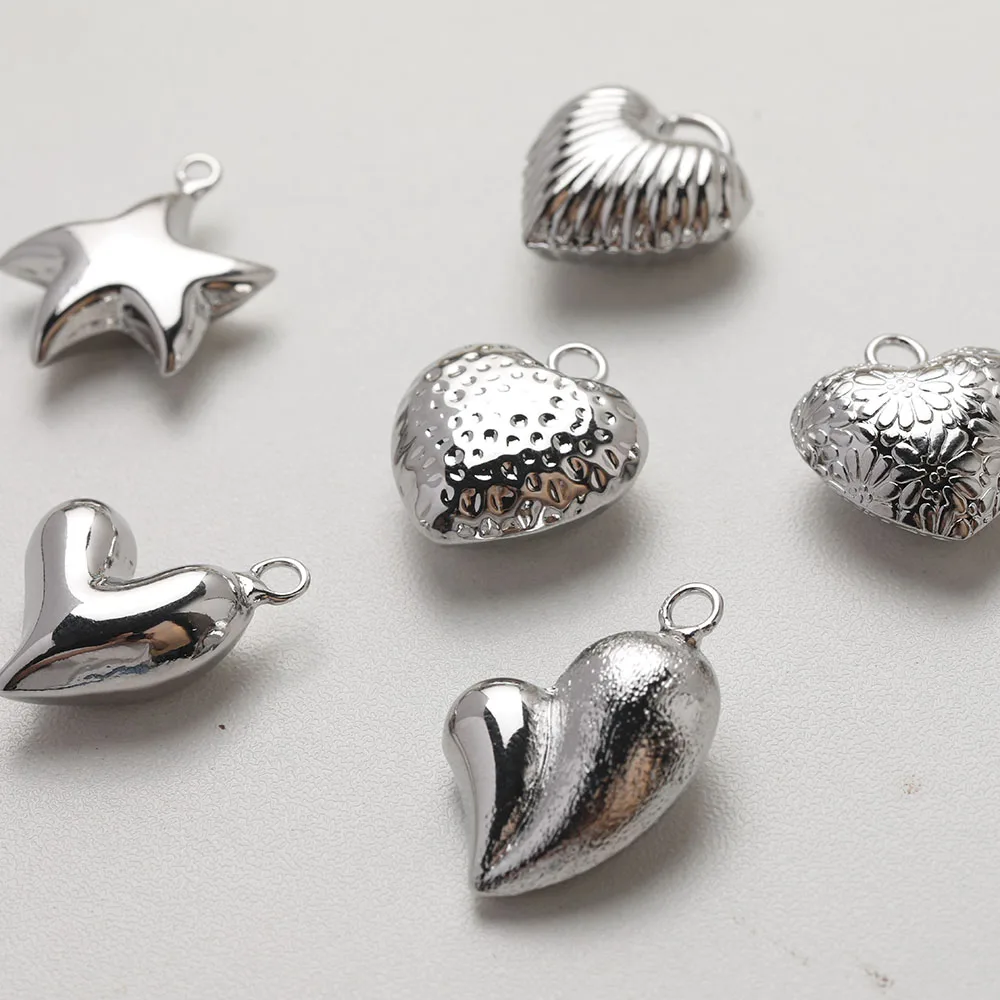 4PCS Dainty Heart Charms for Jewelry Making Pendant DIY Hand Made Brass 14k Gold Plated  Findings Accessories