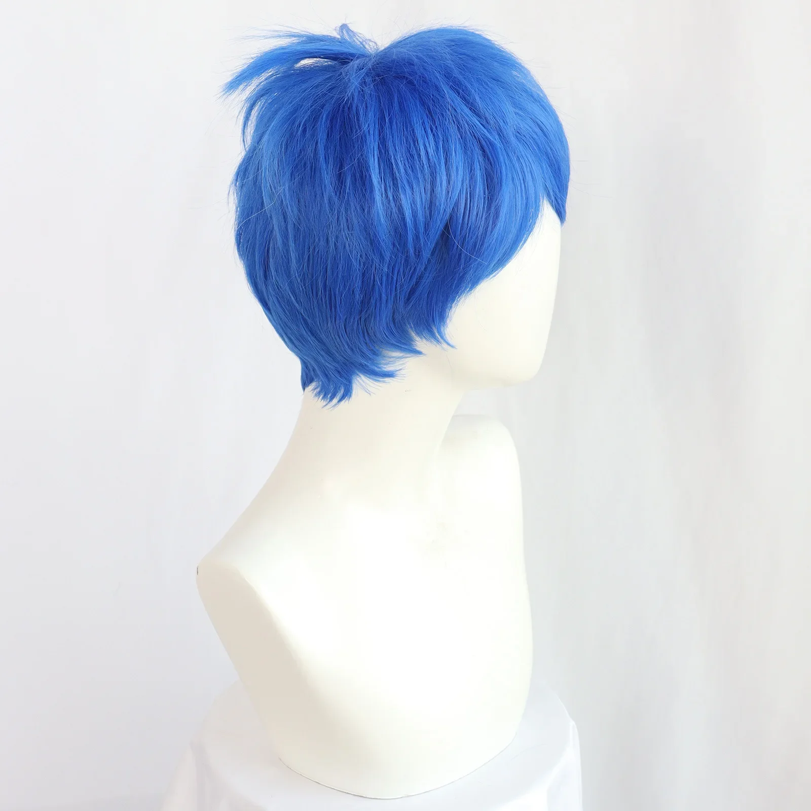 Calor curto azul Perucas Cosplay Resistente Traje e Peruca Cap, Filme Inside Out Alegria Peruca