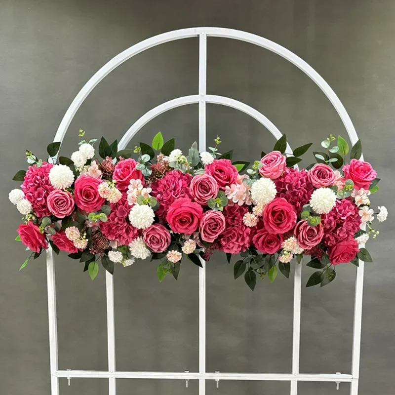 Wedding layout decorative flower row road flower row simulation background wall props t table wall