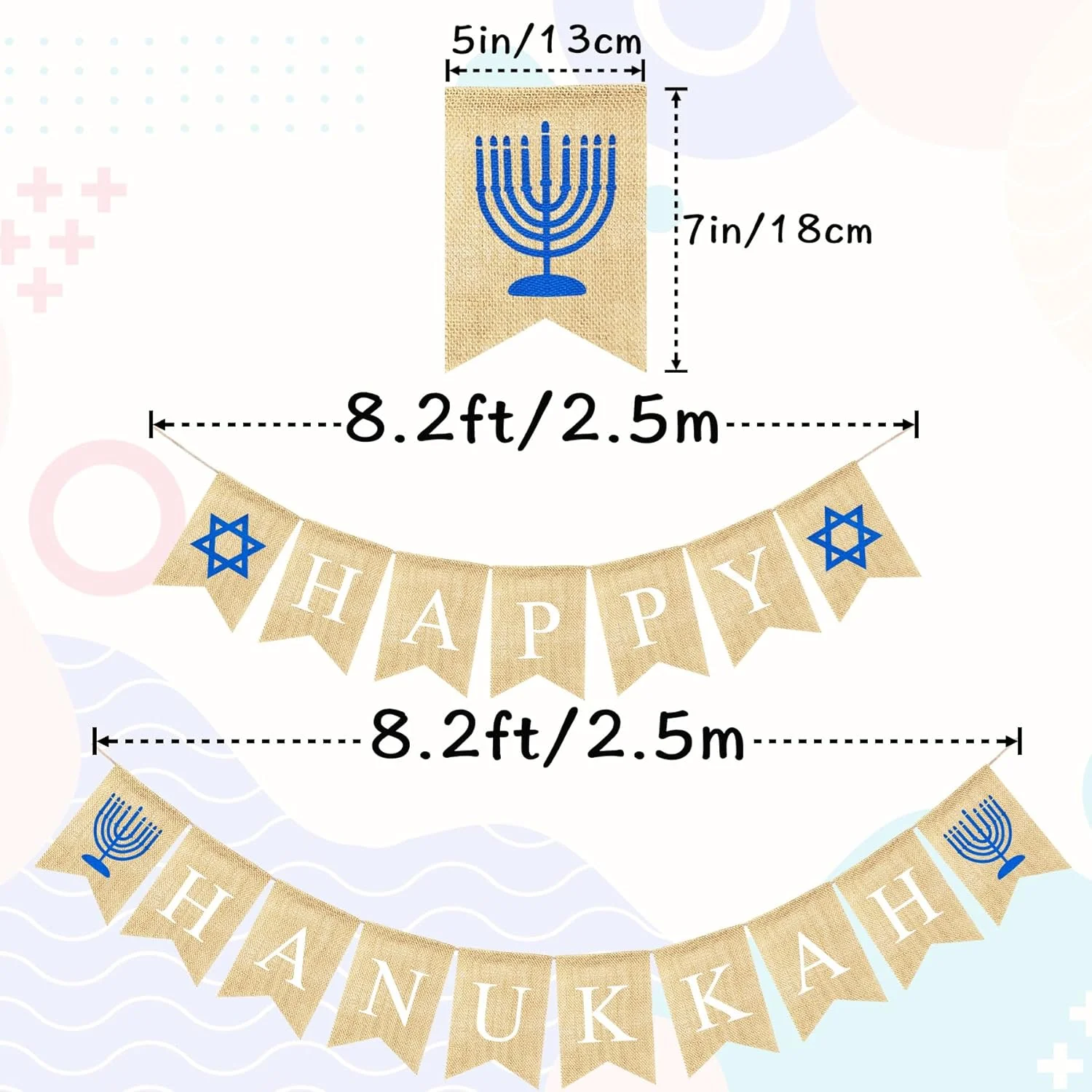 Happy Hanukkah Banner Chanukah Festival Party Banner Hanukkah Decorations for Mantle Fireplace Holiday Family Gathering Home