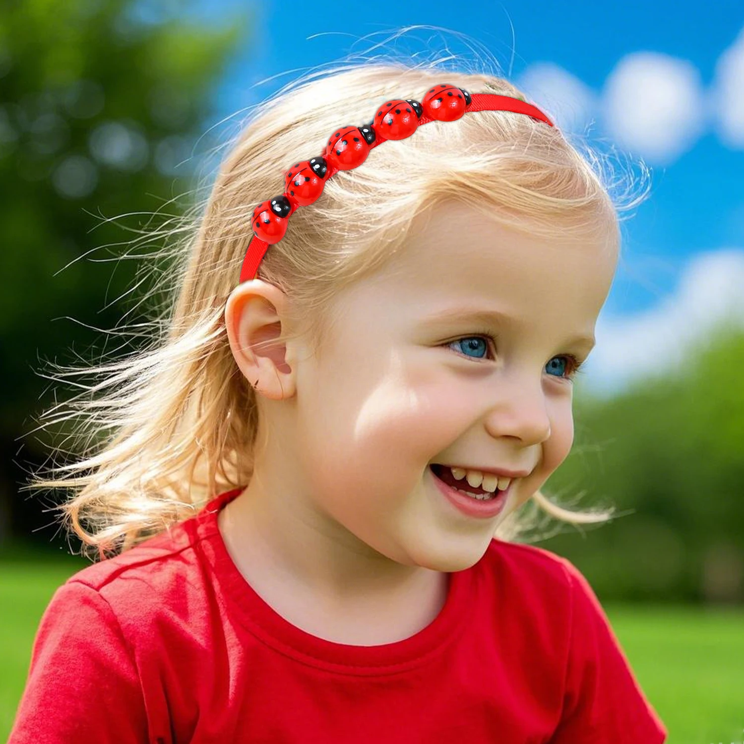 

6/12 шт., повязка на голову с изображением божьей коровки с семью звездами для девочек, пластиковые зубы, милые головные уборы для детей, женщин, повседневные аксессуары для волос