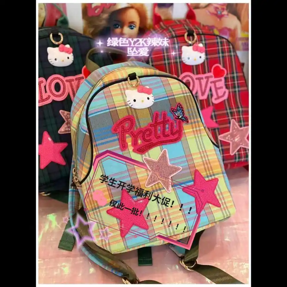 

Sanrio Hello Kitty Bags Tie Dyed Deisgn Fashion Backpacks Y2k Student Korean Aesthetic Schoolbag Cartoon Printed Shoulder Bag