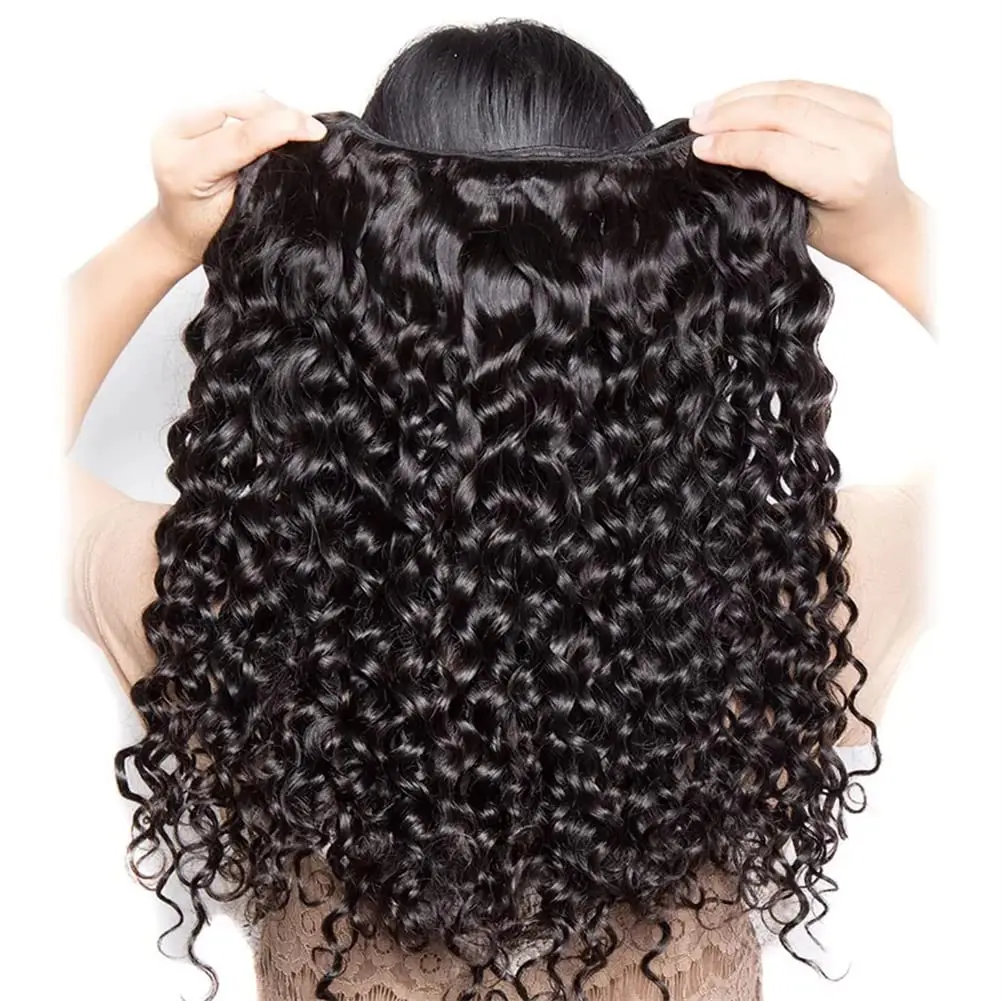 12A Water Wave Bundles With Closure Wet and Wavy Curly Human Hair Bundles With Frontal Closure Remy Hair curly Weave Extensions