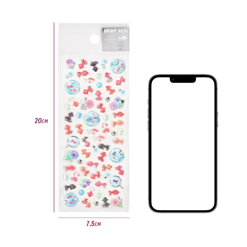 1 sheet Japan Goldfish Epoxy Crystal Glue Sticker Phone Case Sticker Diary Notebook Decoration Creative Gifts