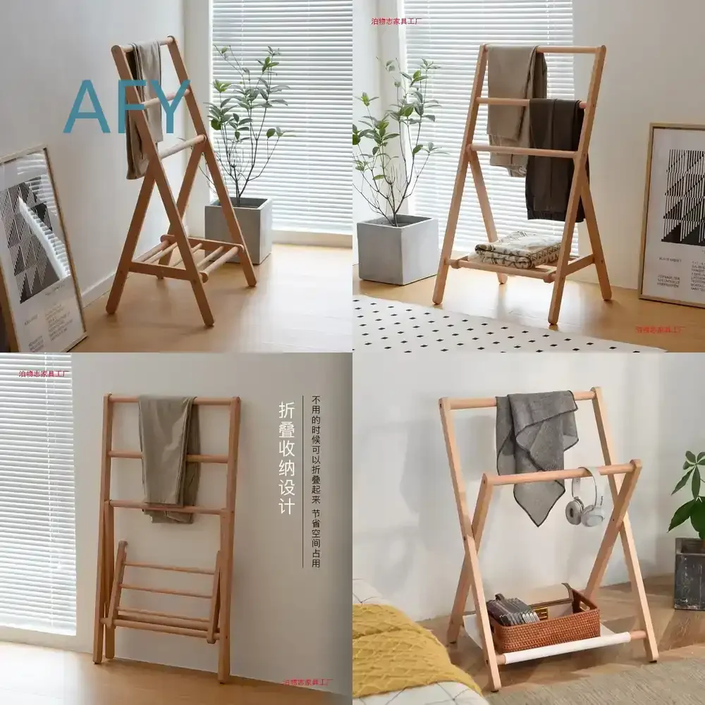 Wooden Coat Rack for Bedroom Home Use Small Wall Mounted Clothing Hanger for Bedside Pants Organizer Nordic Style Hat and