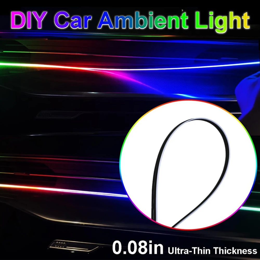 18 in 1 LED Hidden Acrylic Light Strip 110CM 75CM 35CM LED 64 Color RGB Car Interior Ambient Light Replacement Accessories