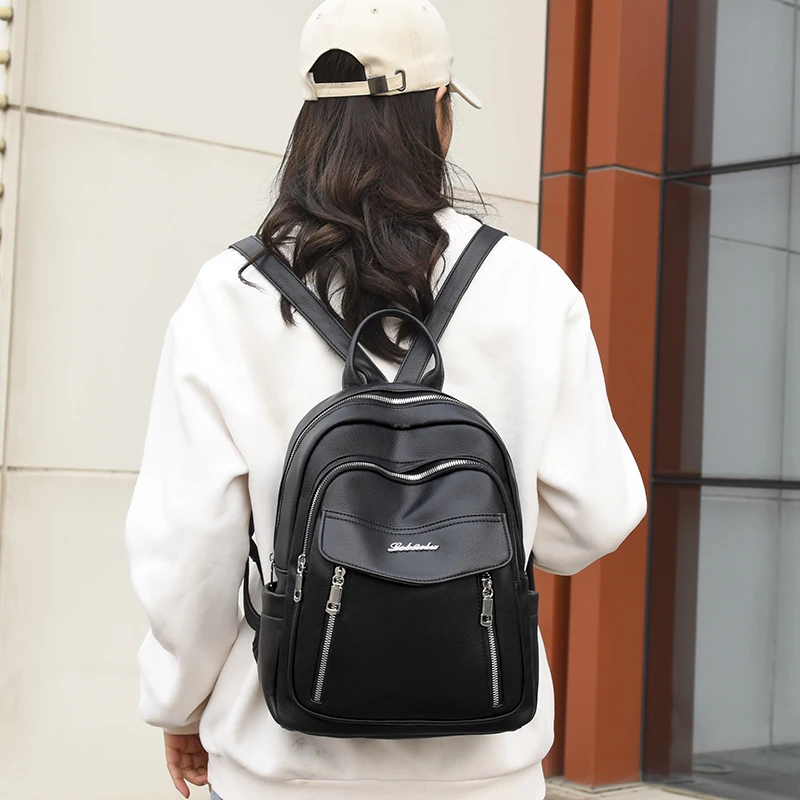 2022 Fashion High Quality Leather Backpack Four Seasons Travel Waterproof Anti Theft Backpack Famous Women\'s Designer School Bag