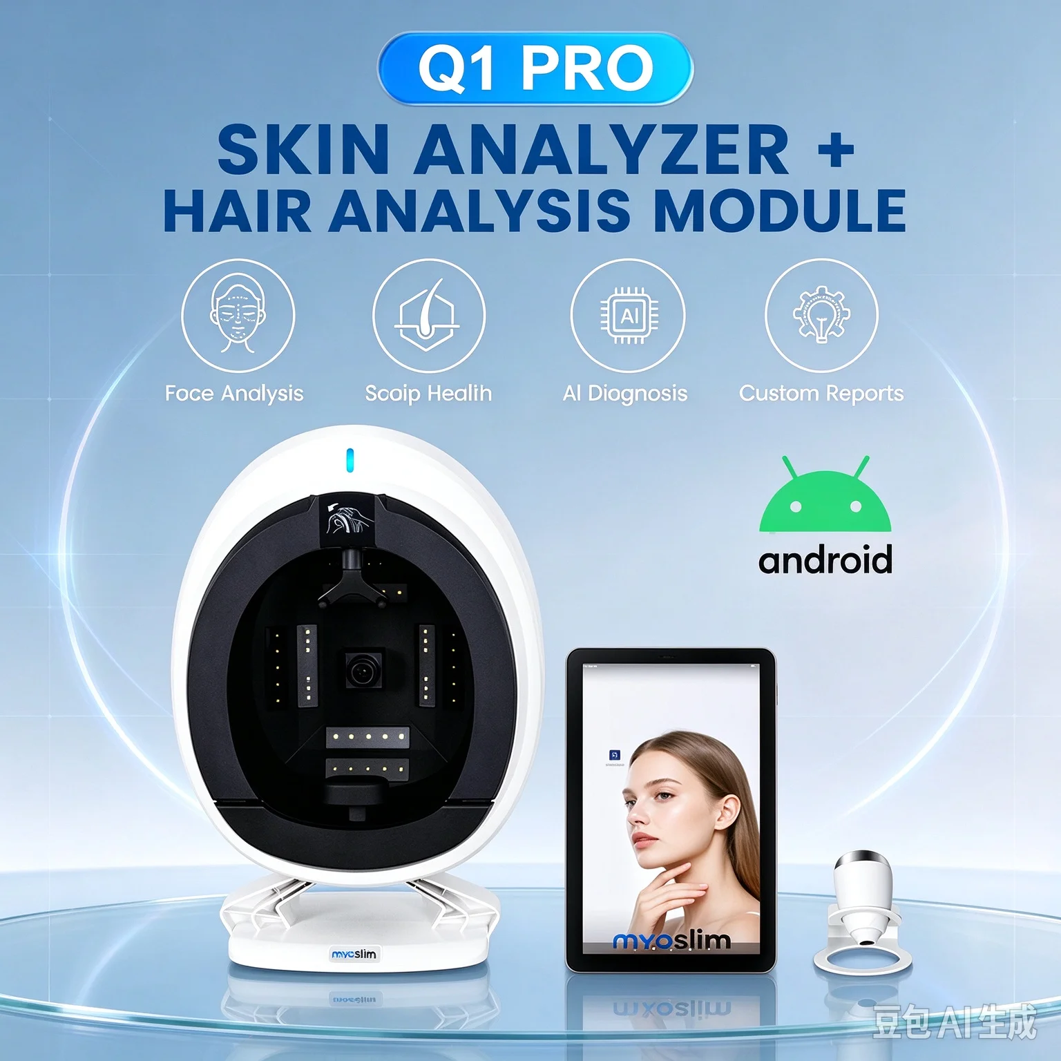 Professional Q1 Pro AI Skin Analyzer Facial Scanner HD Imaging Smart Beauty Report System for Salon And Beauty Care