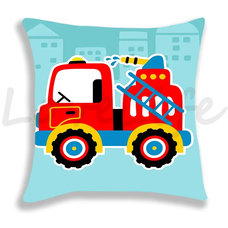 Fire truck/Car /Excavator/Ambulance Print Pillow Cover Sofa/Bedroom Cushion Cover 45*45cm Pillow Case Home Decor Pillowcase Boys