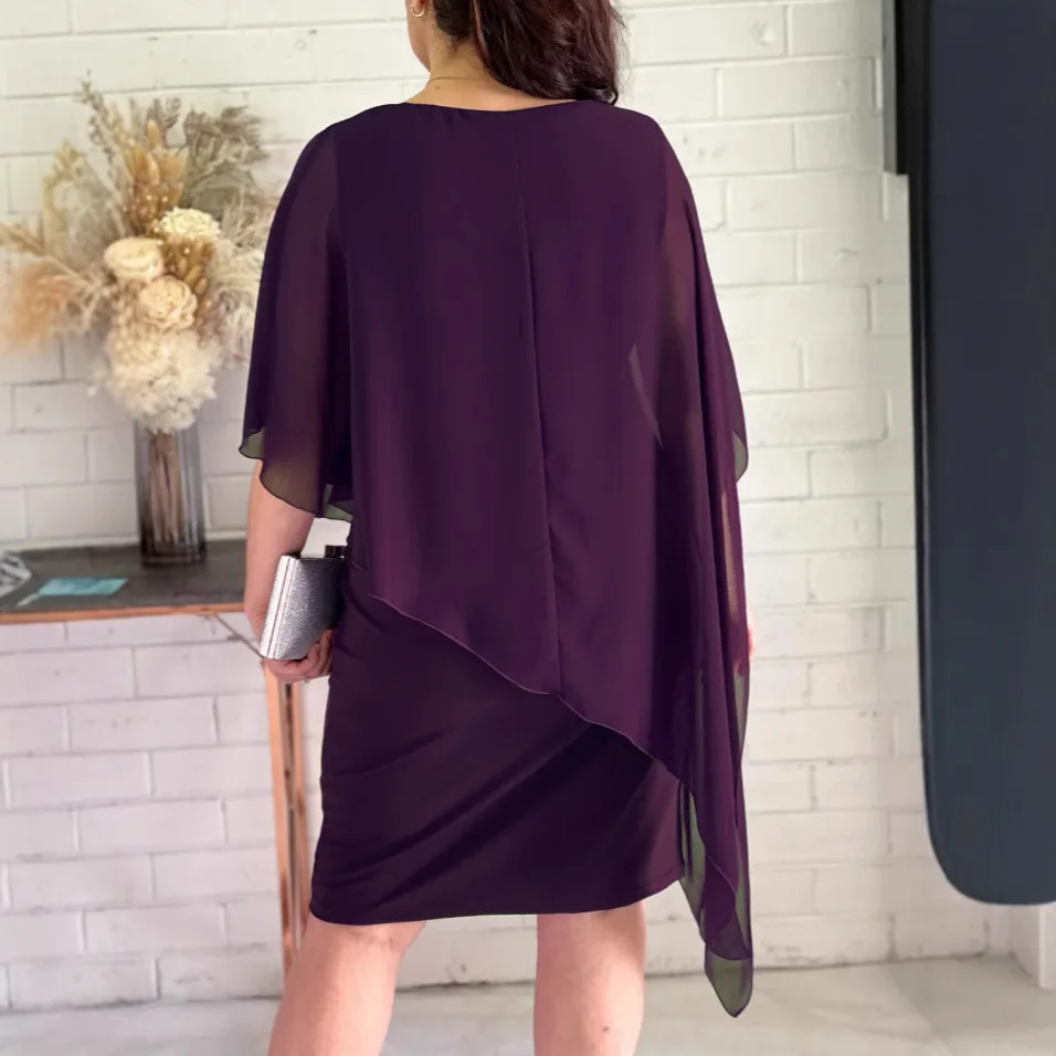 Vestido ajustado Irregular de media manga con capa lisa para mujer, vestidos informales elegantes para bodas, vestidos de fiesta de noche, ropa para mujer