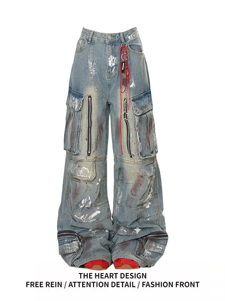 

Свободные прямые джинсы женские весна-лето 2025 новый дизайн утягивающая широкая рабочая одежда брюки повседневные длинные брюки с высокой талией