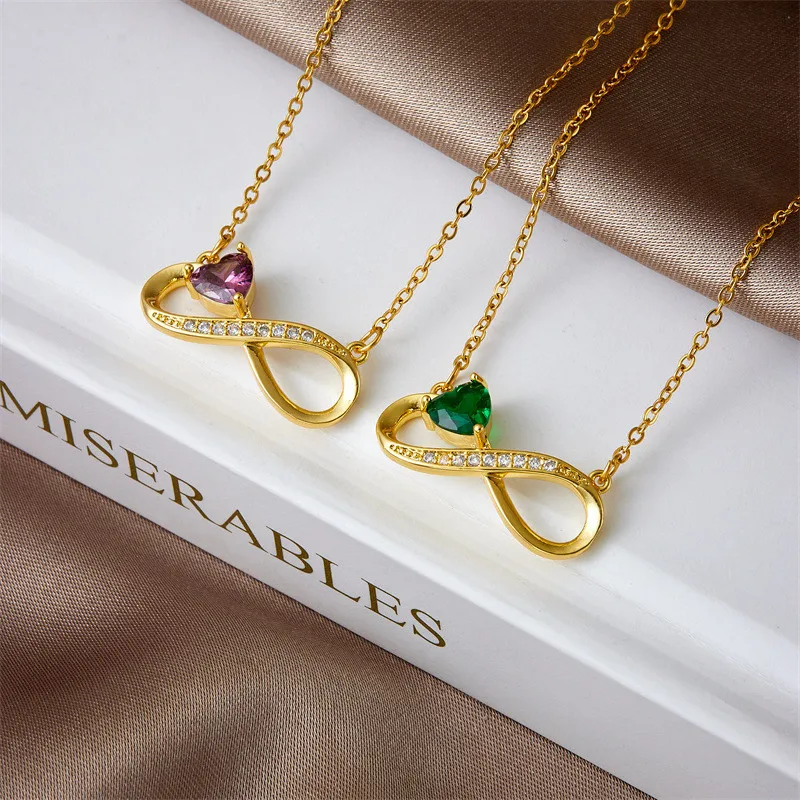 High Grade Mobius Strip Zircon Pendant Necklace Stainless Steel Fashion Geometric Choker Jewelry Party Gifts For Women Girls
