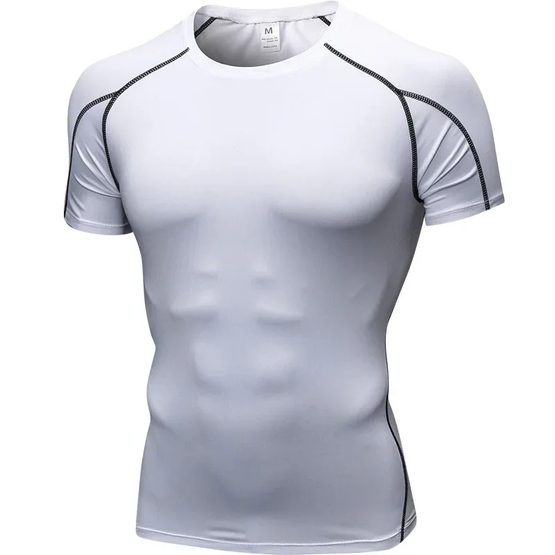 Camisa de compressão de manga curta apertada masculina, Esportes Fitness, Corrida, Roupas de Treinamento, Ginásio de secagem rápida T-shirts, Camisa Fit Seco, Top