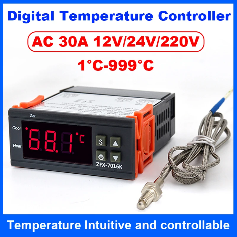 Digital Temperature Controller Thermostat Thermoregulator Incubator 30A 12V/24V/220V Multi-role Thermostat with Heater & Cooler