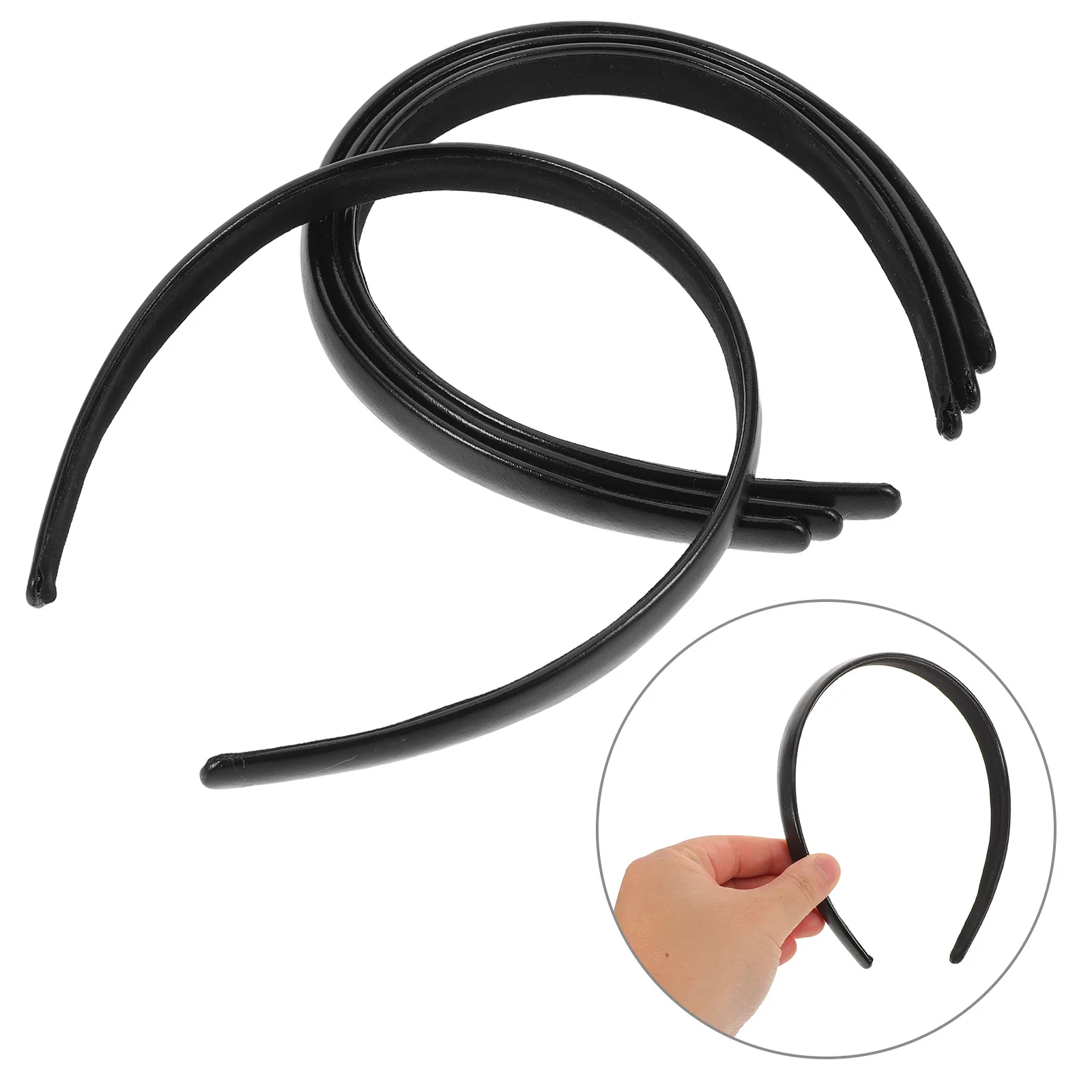 

2Pcs Black Plain PU Headbands Sleek Smooth Finish Hairbands for Daily Wear Fashionable Comfortable Hair Holders