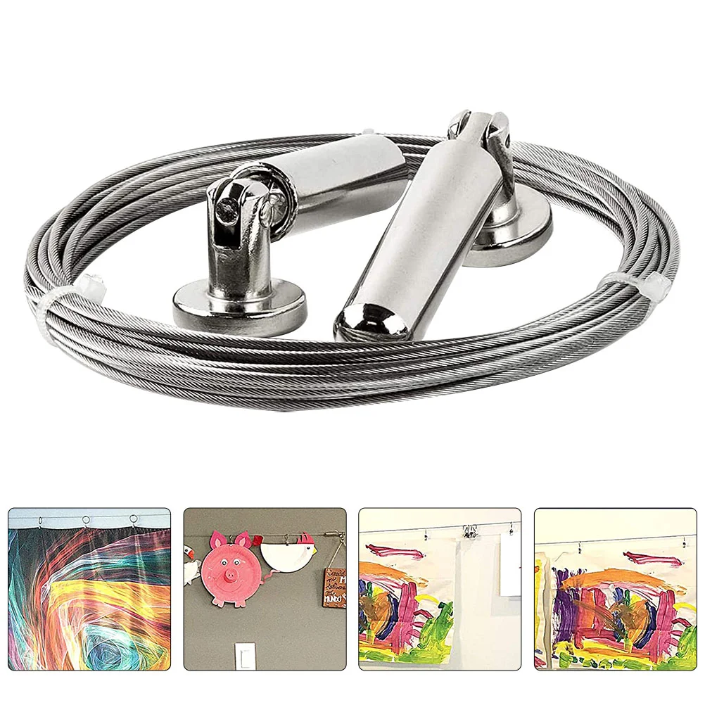 Heavy Duty Clothes Rack Stainless Steel Wire Rope Tension Curtain Rod Photo Hanging Drape