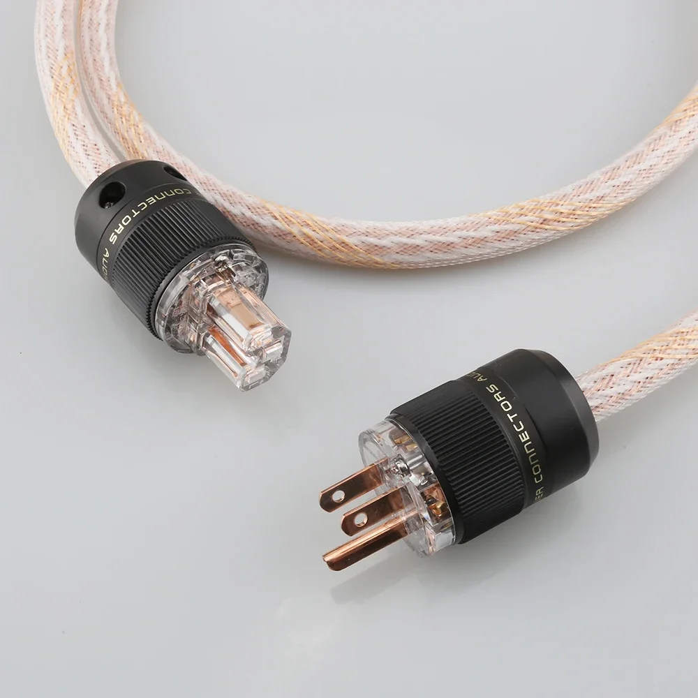 

6N OCC 12TC Audiophile US AC Power Cord Pure Copper US HIFI Power Cable EU Stardard Power Line Schuko Plug