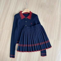 Autumn and Winter Korean Edition New Knitted Set Sweet College Style Knitted Sweater+pleated Skirt Fashion Two piece Set - Image 2