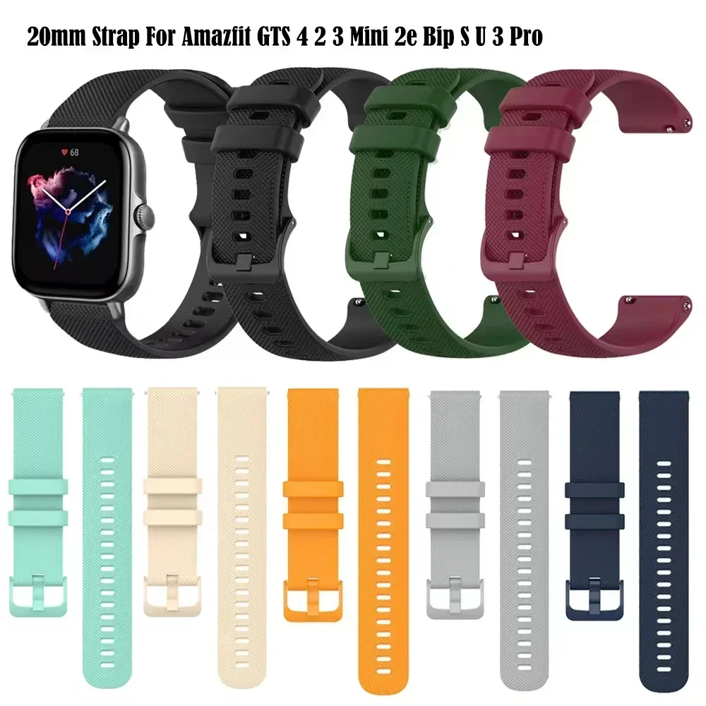 

Ремешок 20 мм для Xiaomi Huami Amazfit GTS 4 2 3 mini 2e, силиконовый ремешок для часов Amazfit Bip S U 3 Pro Lite GTR 42 мм Br