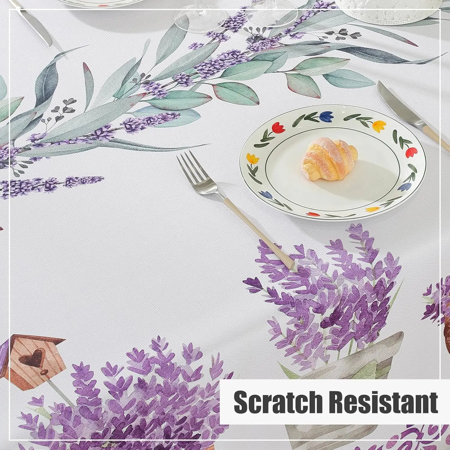 Spring Lavender Floral Waterproof Tablecloth Wedding Party Decorations Washable Rectangle Table Cloth Kitchen Dining Table Decor