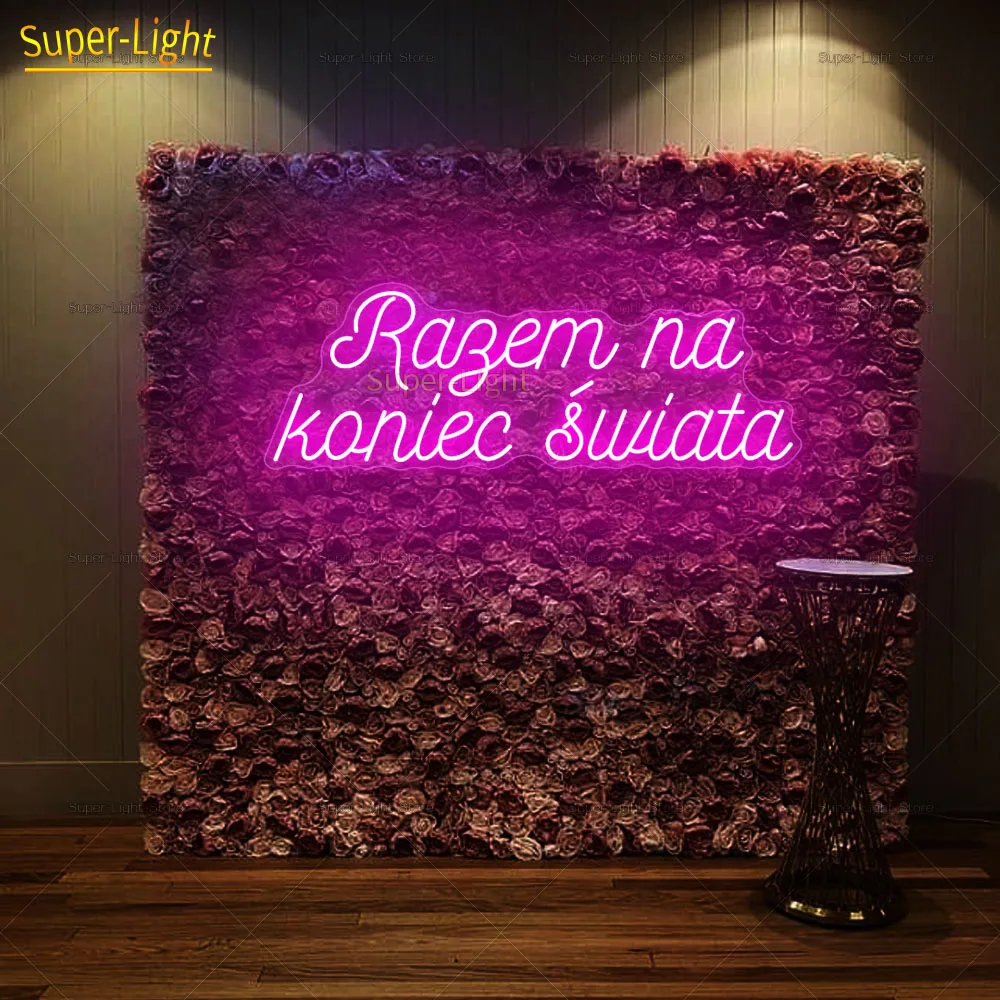 Imagem -02 - Sinal de Néon Personalizado Light up com Dimmer Led Grande Juntos no Fim do Mundo Decoração de Festa de Casamento 100x35cm