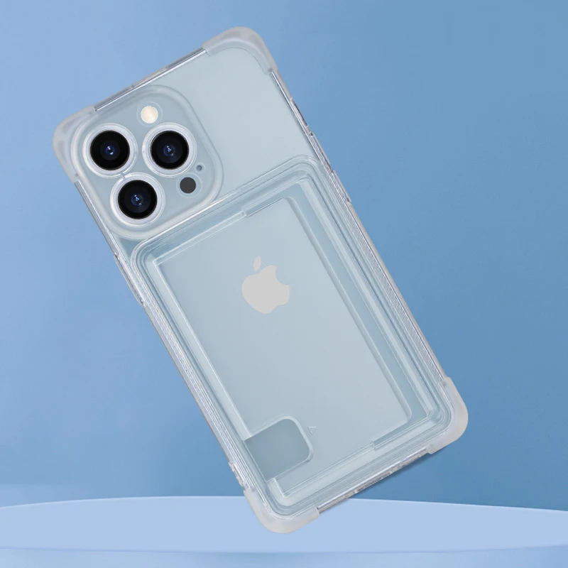 Transparent Anti Drop Insert Card Soft Case for iPhone 16 15 14 Plus 13 12 11 Pro Max Protective Plain Lens Shockproof Cover