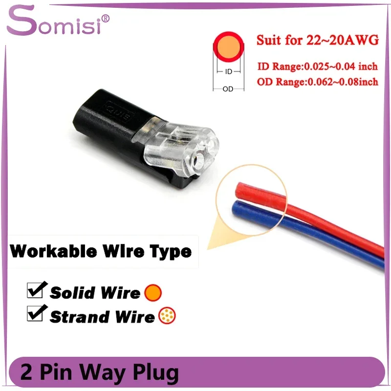 

10/20/30/50pcs 2 Pin Way Plug Car Waterproof Electrical Wire Terminal Connector Wire Cable Automotive 22-20AWG LED Car Connector