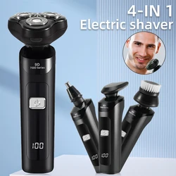 Afeitadora eléctrica 3D 4 en 1 para hombres, maquinilla de afeitar eléctrica multifunción, recargable por USB, afeitadoras lavables para todo el cuerpo