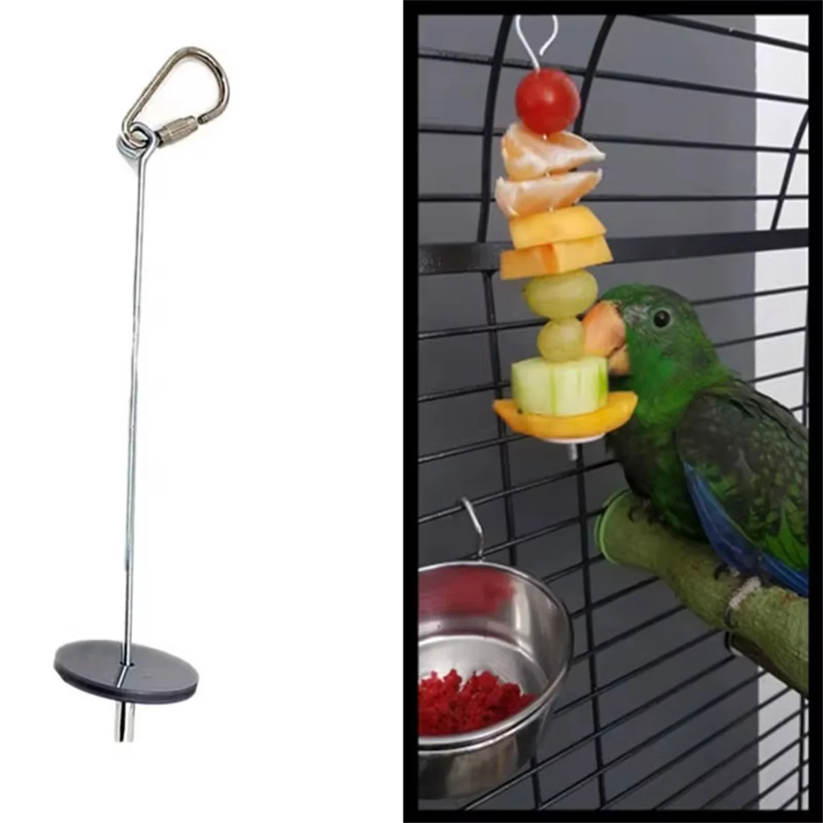 HHTL Pet Parrot Bird Food Rack Stand Fruit Fork Meat Fruit Vegetable String Tool Accessories