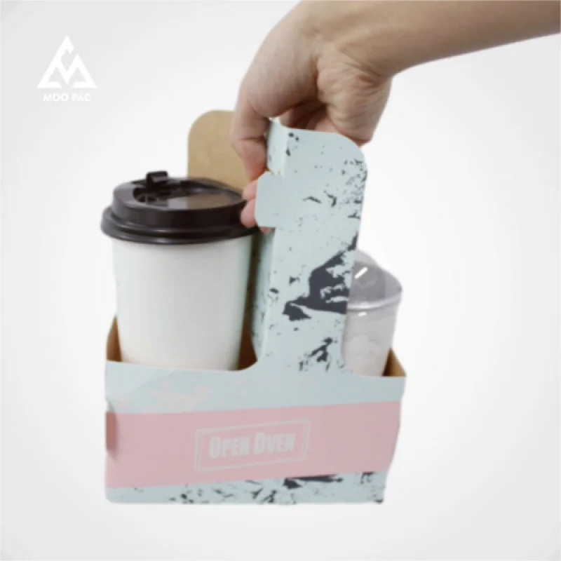 10 00piece.Custom.Top Ranking Custom Printed Take Away 1 2 4 6 Cup Holder Recyclable Paper Cup Holder Ins Style