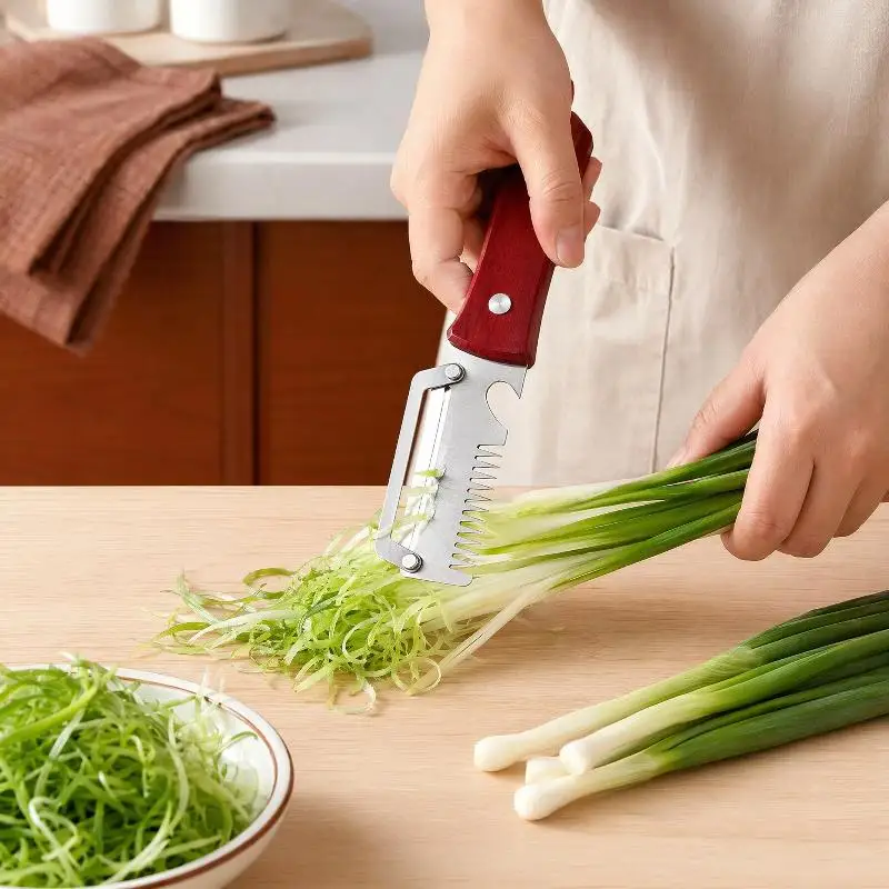 3-in-1 Serrated Peeling Knife Premium Vegetable Peeler With Wooden Handle And Bottle Opener Kitchen Tool