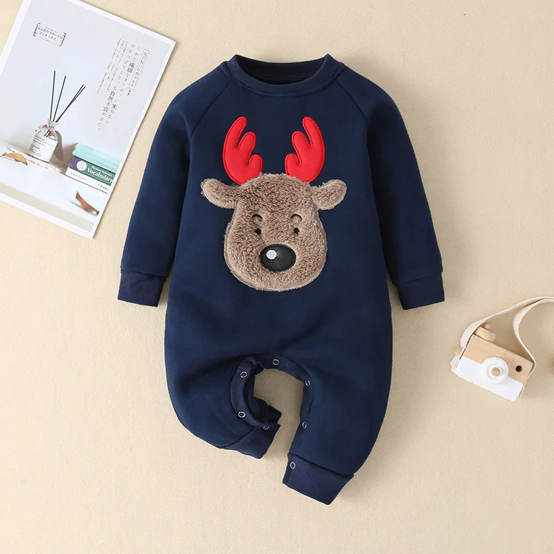 Christmas Baby Romper Newborn Clothes Fleece Lining New Year Kids Jumpsuit for Girls Boys One-Piece Toddler Outfit Infant Onesie