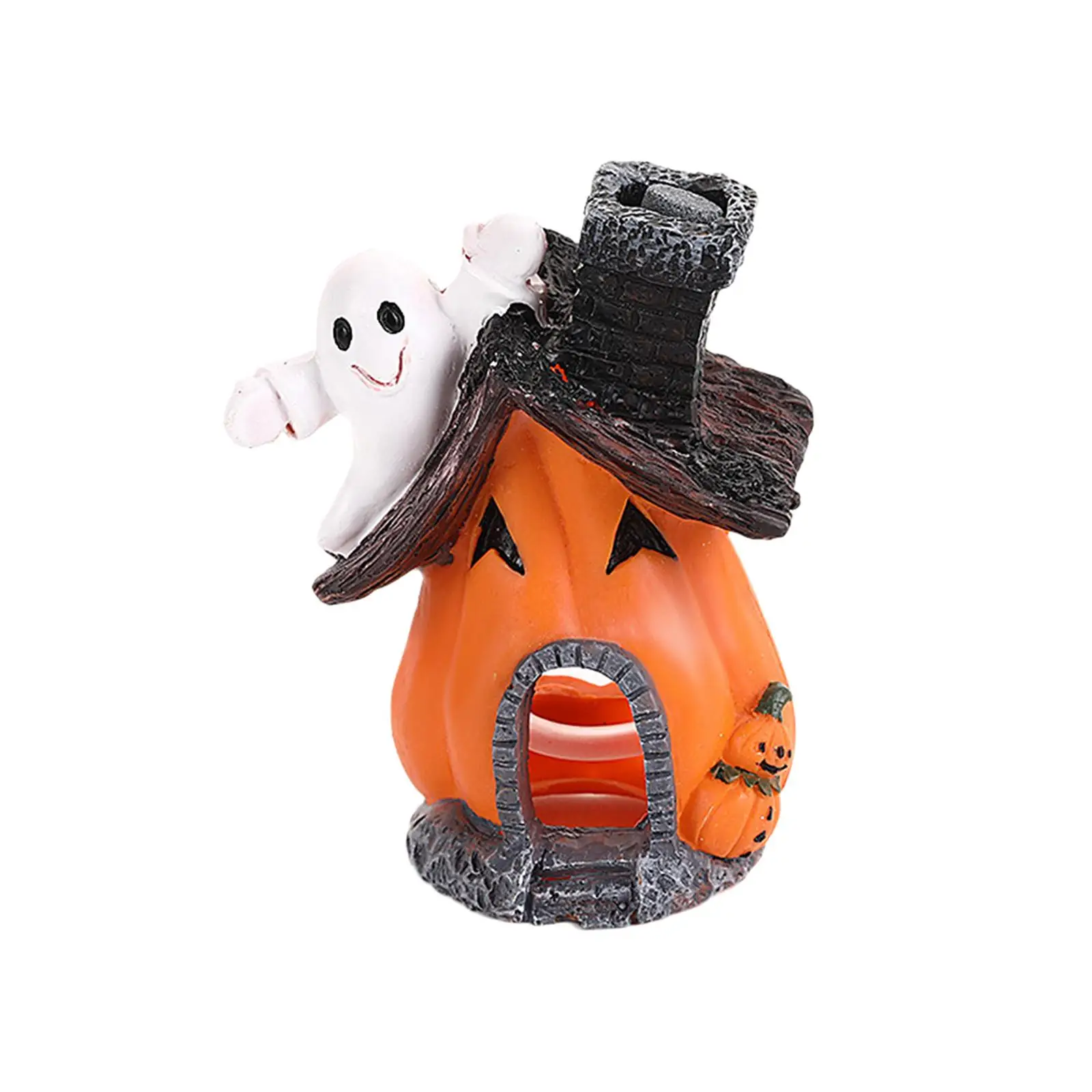 Halloween Pumpkin House Figurine Decor Landscape Hideaway Fish Tank Scenery