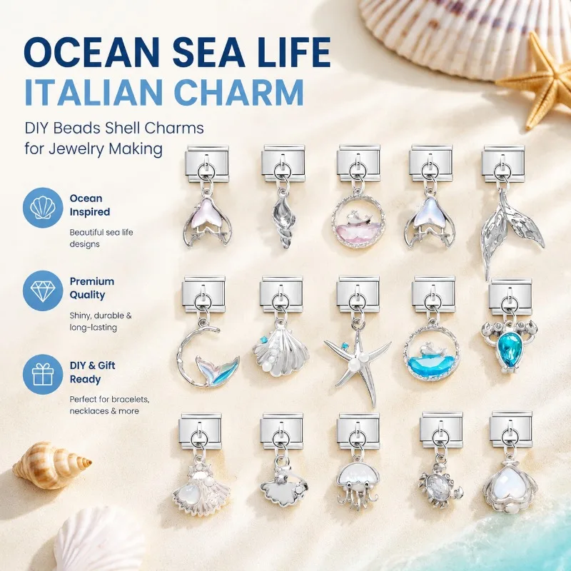 Ocean‑creature Shell Italian‑style Modular Charms Personalized Spliced DIY Bracelet Pendants Exquisite Hand‑assembly Ornament