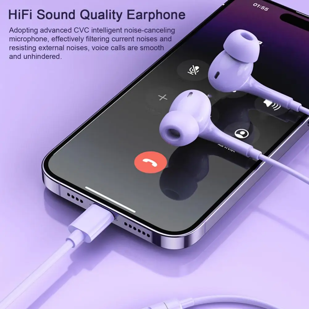 Wired Earphones with Mic Enhanced Sound Quality Noise Reduction 360-degree Surround Sound Long-lasting Comfortable Headphones