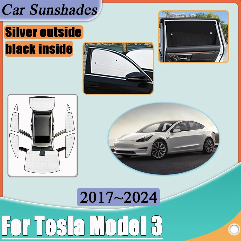 

Солнцезащитный экран-отражатель для Tesla Model 3 2024 2023 2022~2017, наклейки для защиты от УФ-излучения на окна, автомобильные аксессуары