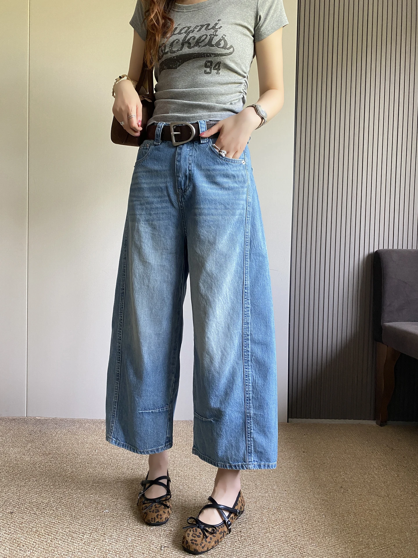 

High Waist Wide Leg Jeans Women's Summer 2026 New Style Slimming Loose Fit Nine-Piece Pants Trendy Pure Color Denim Jeans