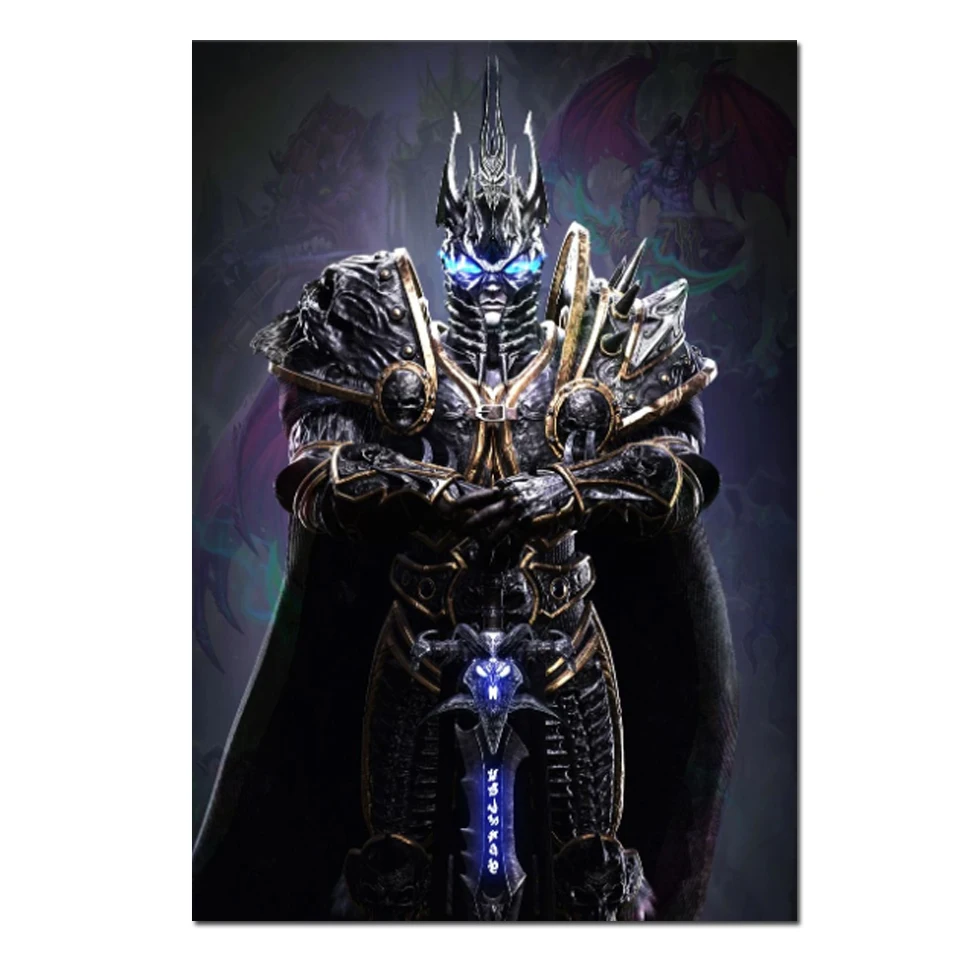 World of Warcraft diamentowe malowanie Lich King 5D pełna diamentowa mozaika gra sztuka krzyż zestaw do szycia kryształki górskie wystrój obrazu