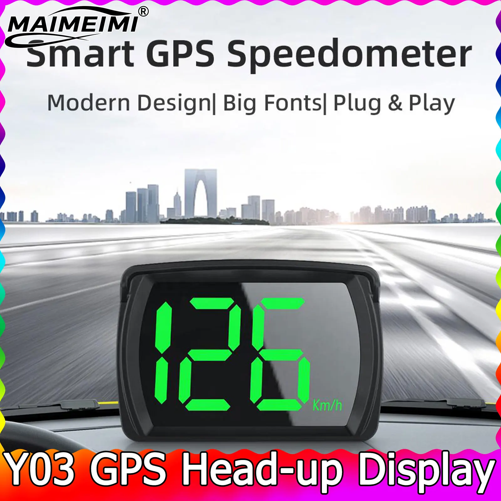 

Автомобильный проекционный дисплей Y03 GPS HUD цифровой спидометр км/ч универсальный зеленый большой шрифт измеритель скорости дисплей авто электроника часть