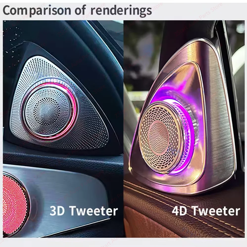 For Mercedes-benz 4d Rotating Tweeter W222 S-class 2014-2020 Rgb Led Luminous Car Speaker Horn Refit 3D Rotary Treble Speaker