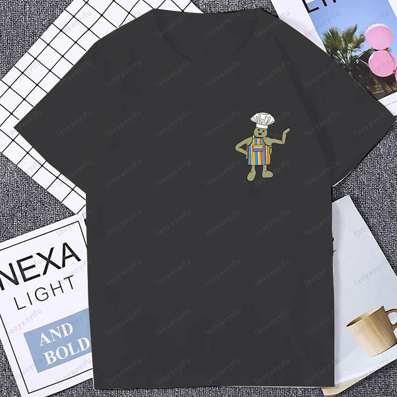 لطيف مضحك صغير الشيف ميمي الجرافيك المطبوعة المرأة تي شيرت عادية موضة فضفاضة Harajuku رجل الشارع الشهير التنفس الراحة التي شيرت