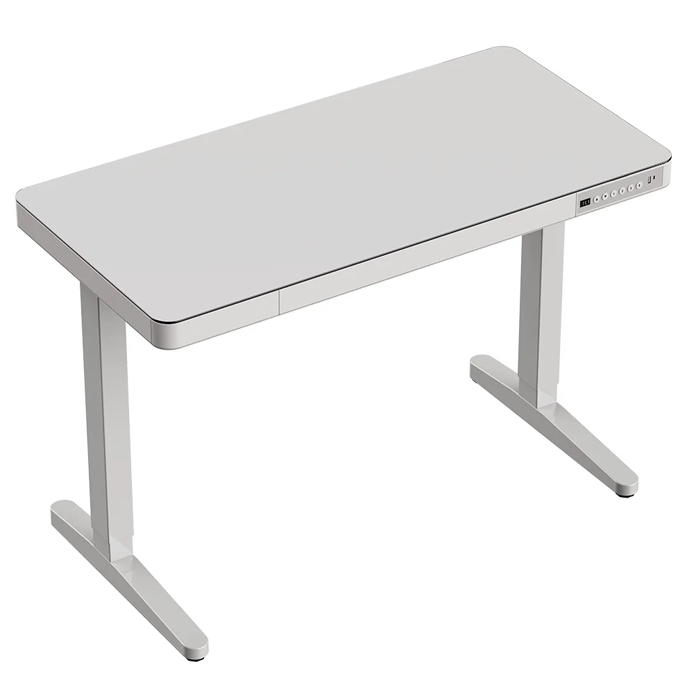 Height Adjustable Electric Automatic Sit Stand Desk Glass Table Top Simple Design Stand Desk Computer Lifting Desk